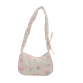 Large Capacity Floral Shoulder Bag Sweet Commuter Purse: White