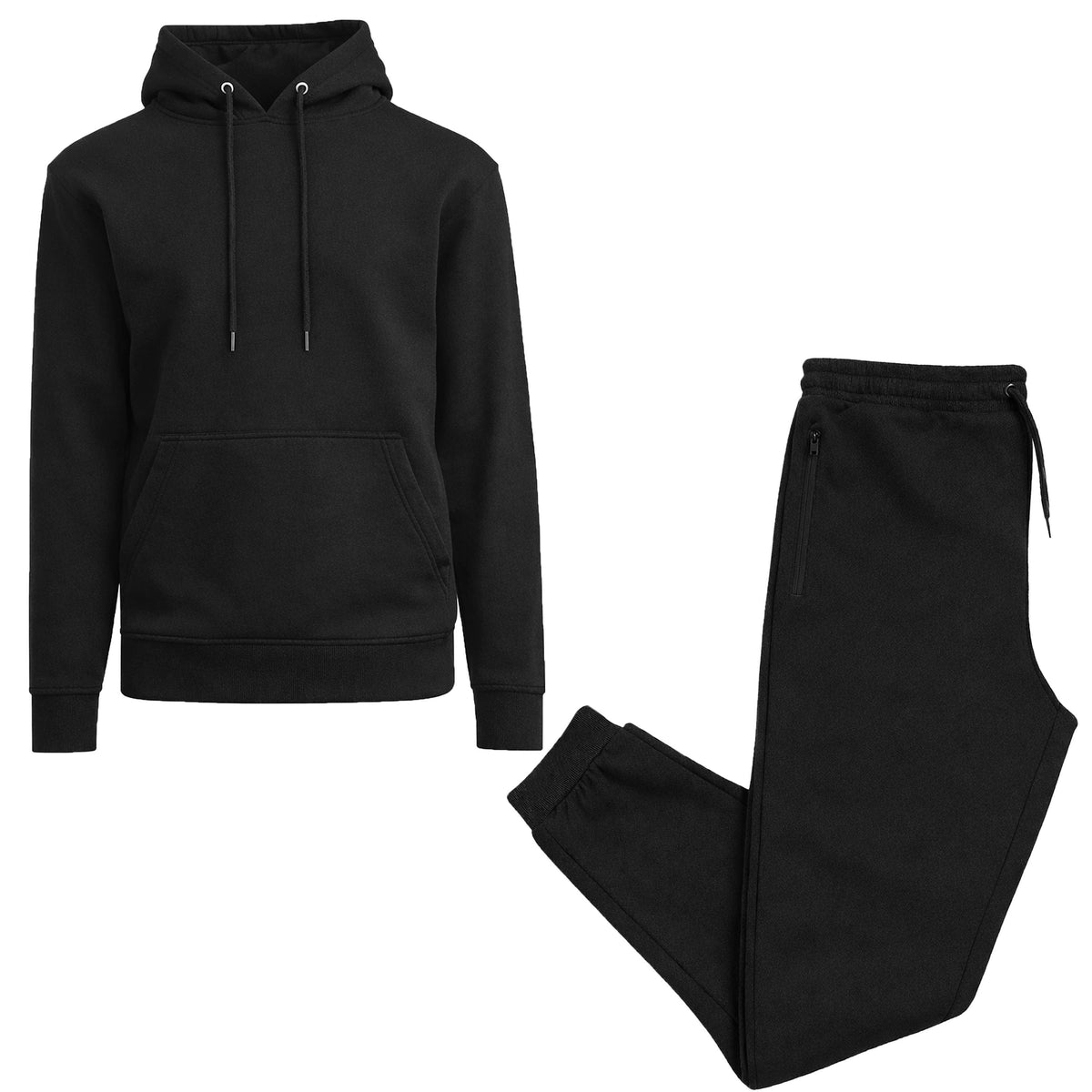 2-Piece Men’s Fleece-Lined Pullover Hoodie & Jogger Set: Heather Gray / 2XL