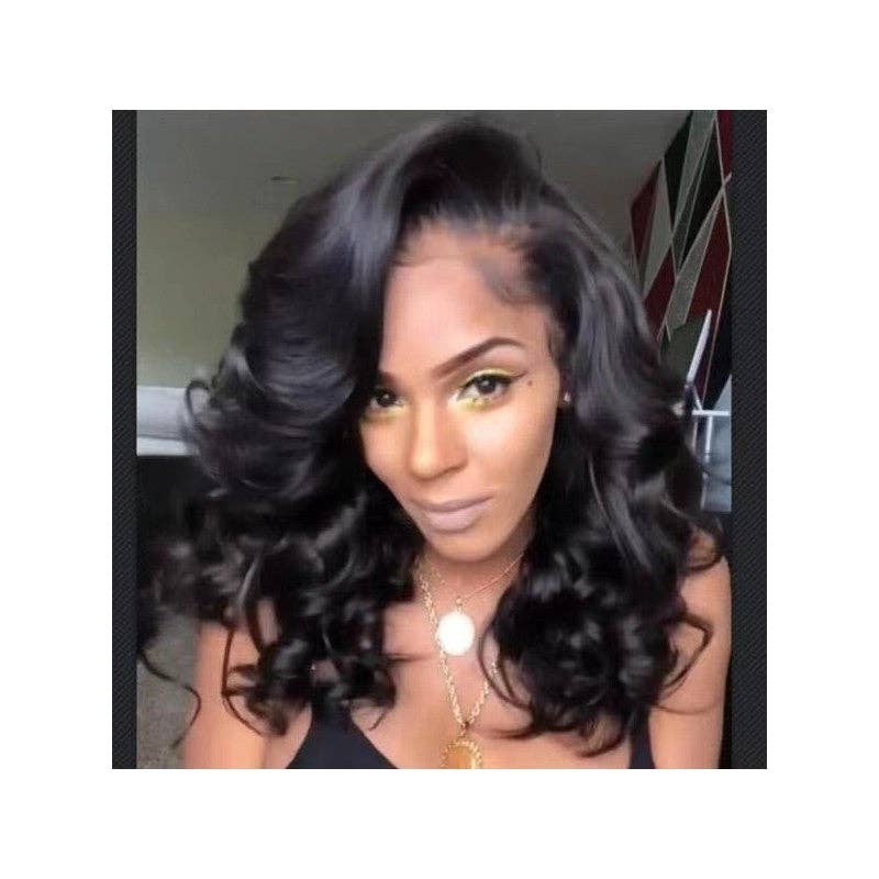 Short Curly Rose Wig High Temperature Synthetic Fiber Hairpiece: L256 Button Mesh Black