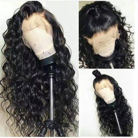 Human Hair Synthetic Lace Front Curly Afro Wig: 22 Inches