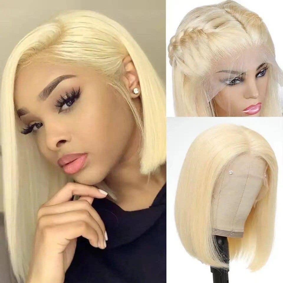 12A Vietnam Bone Straight Bob Human Hair Wig: OFF-WHITE / 14 Inches