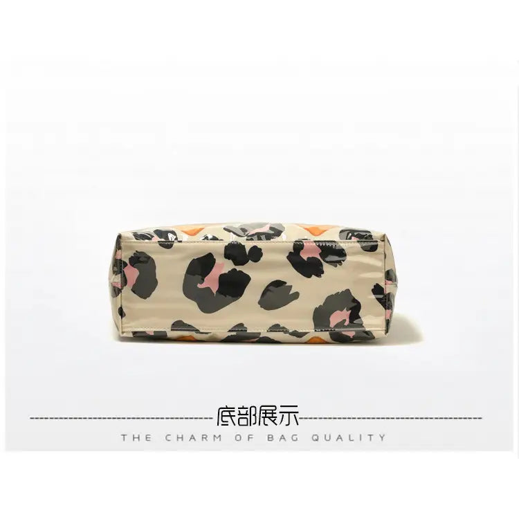 Leopard Bow Large Capacity Pvc Tote Bag, Glossy Handbag