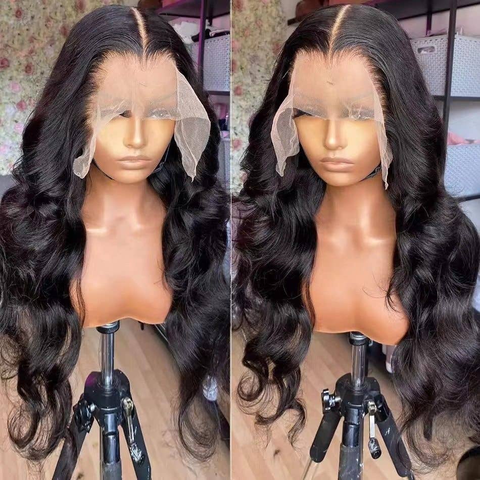 13X4 Lace Front Synthetic Hair Wig Body Wave: L153 black / 24 Inches