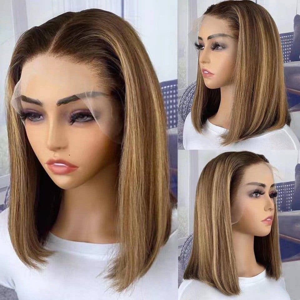 12A Vietnam Bone Straight Bob Human Hair Wig: OFF-WHITE / 14 Inches