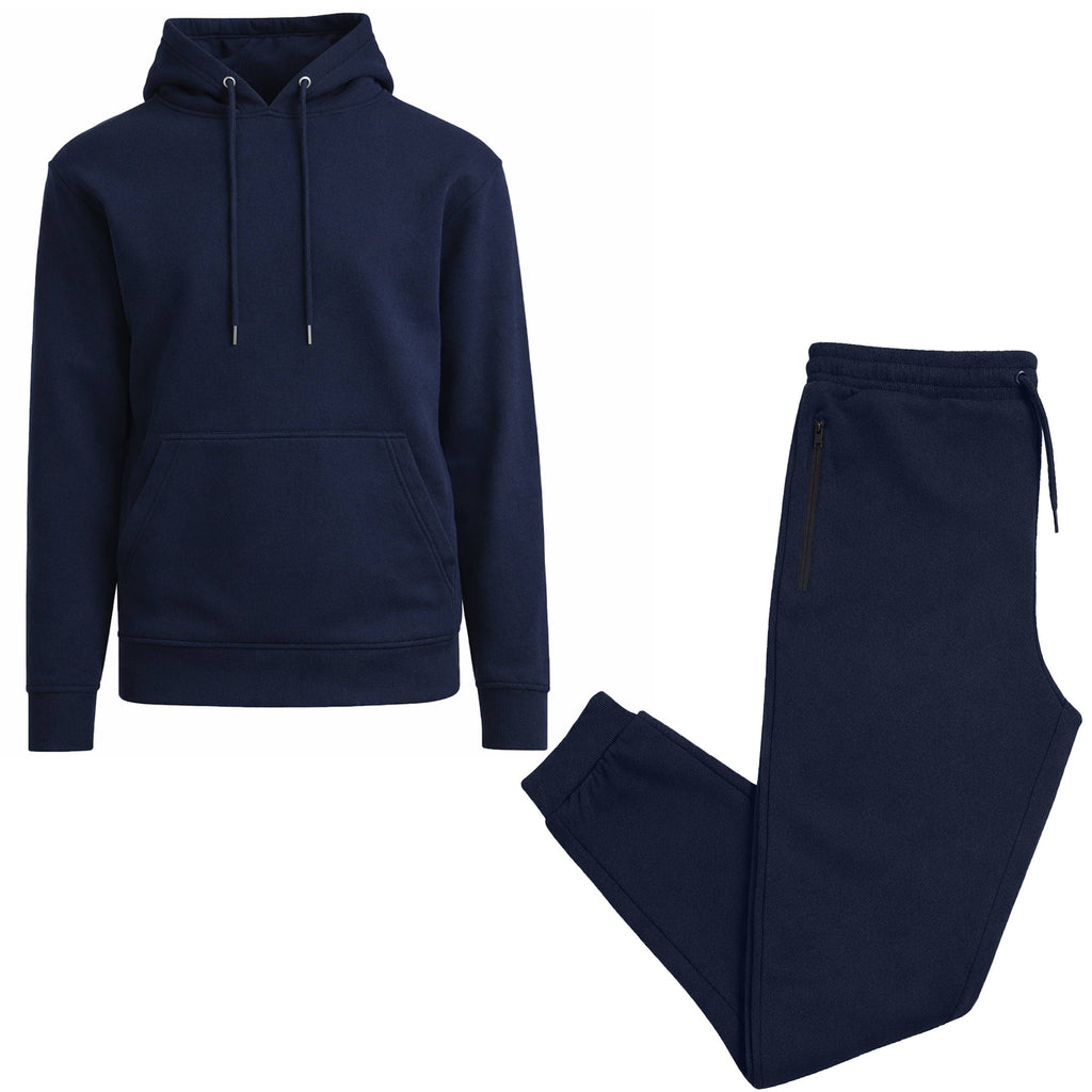 2-Piece Men’s Fleece-Lined Pullover Hoodie & Jogger Set: Heather Gray / 2XL