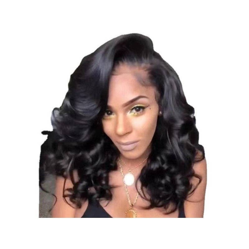 Short Curly Rose Wig High Temperature Synthetic Fiber Hairpiece: L256 Button Mesh Black