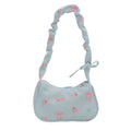 Large Capacity Floral Shoulder Bag Sweet Commuter Purse: Sky Blue
