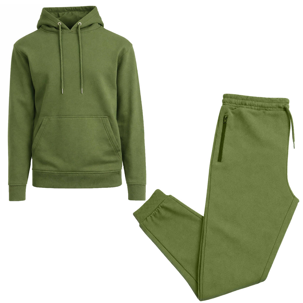 2-Piece Men’s Fleece-Lined Pullover Hoodie & Jogger Set: Heather Gray / XL