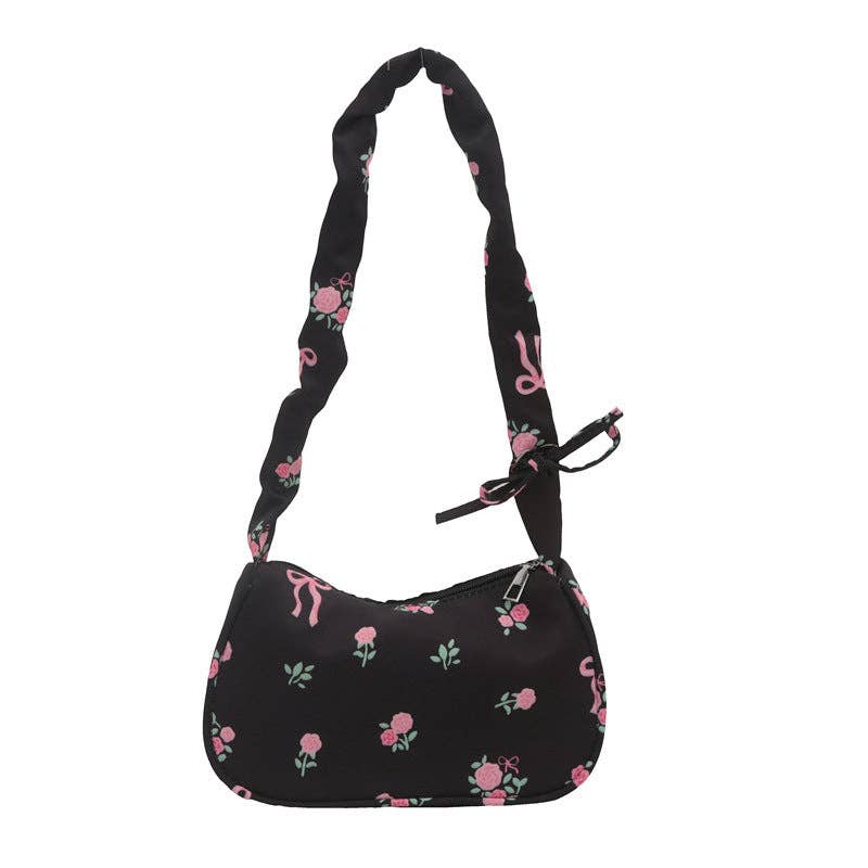 Large Capacity Floral Shoulder Bag Sweet Commuter Purse: Blush Pink