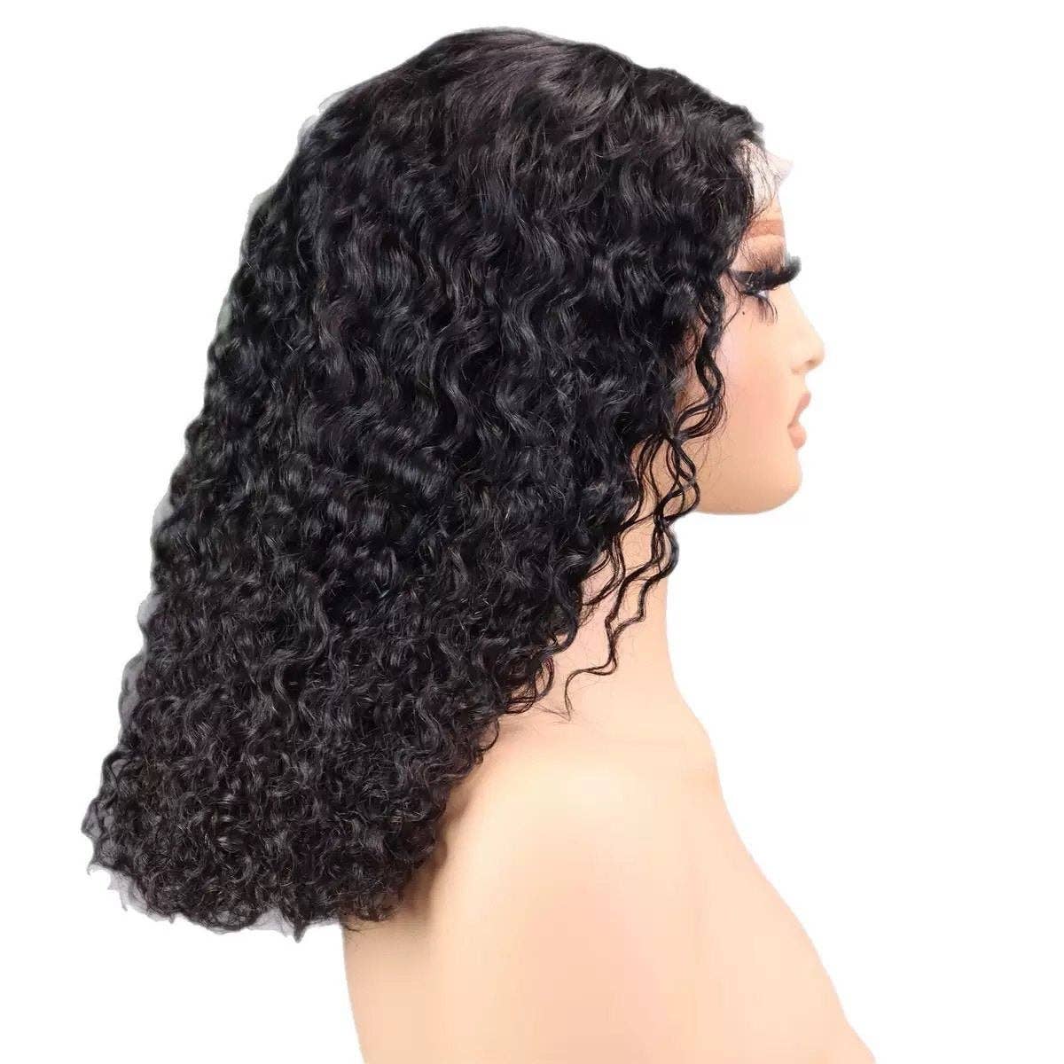 Jerry Curl Bob Wig Human Hair Transparent Lace Front: BLACK / 20 Inches