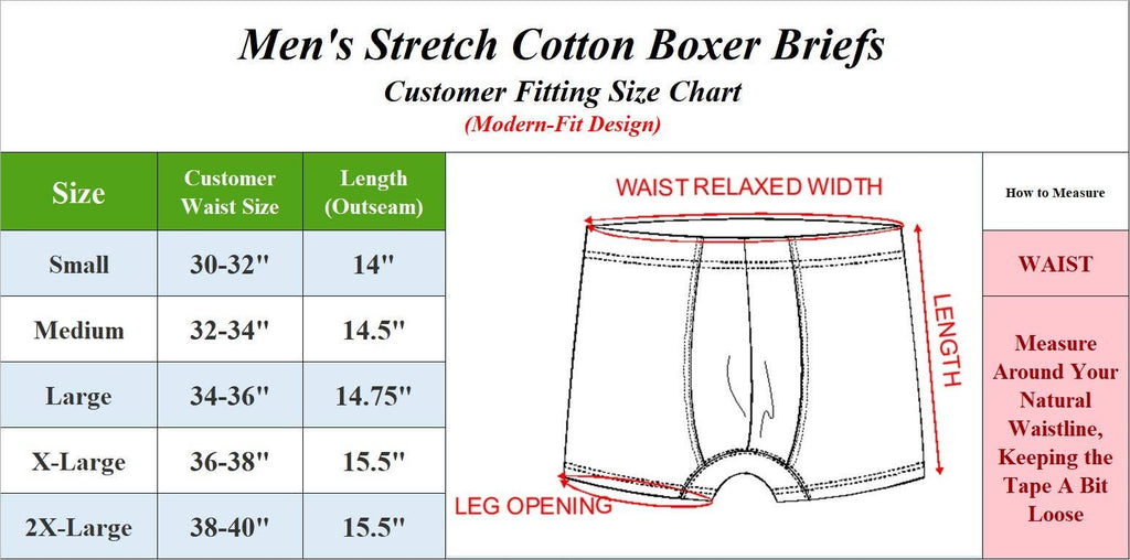 Blu Rock  Men's Stretch Cotton Boxer Briefs (3 Pack): Black / LARGE-3PCS